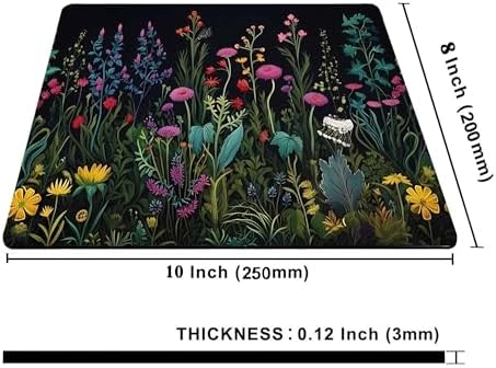 Black Beauty Blue Flowers Plants Mouse Pad,Brightly Colored Unique Design Computer Mousepad with Non-Slip Rubber Base for Women,Washable Mousepads Computer Mouse Pads for Desk Laptop Wireless Mouse