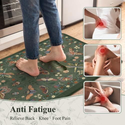 LEEVAN Anti Fatigue Kitchen Mats, Botanical Cushioned Kitchen Runner Rugs