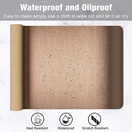 Hsurbtra Desk Pad, 30" x 14" PU Leather Desk Mat, XL Extended Mouse Pad, Waterproof Desktop Blotter Protector, Non-Slip Ultra Thin Large Laptop Keyboard Writing Mat for Office Home, Rose Gold