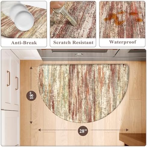 KIMODE Anti Fatigue Kitchen Mats for Floor,Brown Half Circle Cushioned Mats