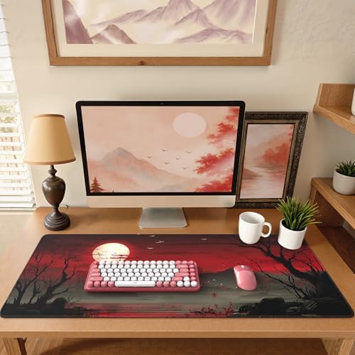 iCasso Desk Protector Mat, Large Japanese Mouse Pad, Full Moon