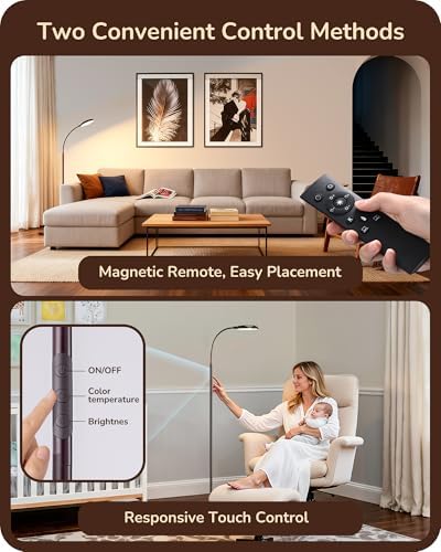 EDISHINE Modern LED Floor Lamp 1300LM Floor Lamps for Living Room Brown
