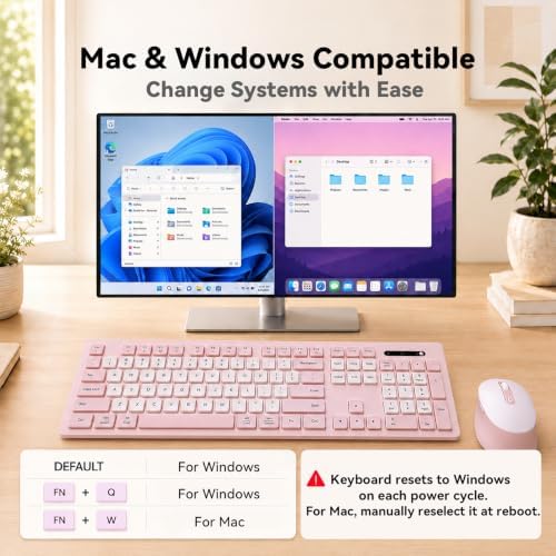 Rechargeable 2.4Ghz Wireless Keyboard and Mouse Combo - Pink