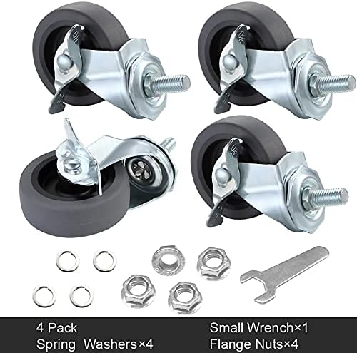 Caster Wheels, 3" Locking Swivel Threaded Stem Casters Set of 4