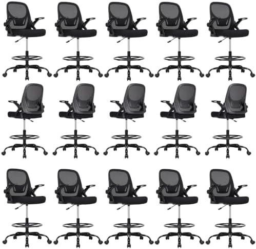 Drafting Chair, Tall Office Chair for Standing Desk, Black, 15 PK