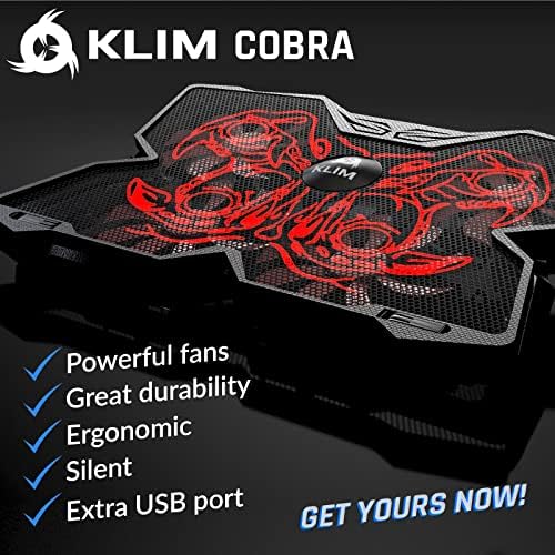KLIM Wind Laptop Cooling Pad - More Than 500,000 Units Sold - New Version - Powerful Rapid Action Laptop Cooler - Laptop Stand with 4 Cooling Fans - 2 USB Ports - PC Mac PS5 PS4 Xbox One - Cobra Red