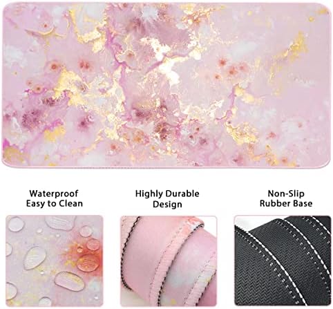 4-in-1 Gaming Mouse Pad Wrist Support Set，Desk Pad + Mouse Pad with Wrist Rest + Keyboard Wrist Rest + Coaster, Ergonomic Design for Home Office Study Game - Pink