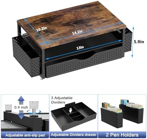 Spacrea Desk Organizers and Accessories, Printer Stand with Storage, Wood
