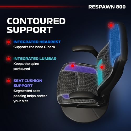 RESPAWN 800 Console Rocker Gaming Chair, Swivel Seat with Lumbar Support