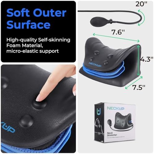 NECKUP Advanced Airbag Neck Stretcher for Neck Pain Relief || Ergonomic Cervical Spine Relief, Enhanced Traction Pillow Design, Portable Neck Pain Alleviator || Neck and Shoulder Relaxer
