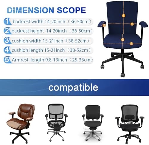 Tallew 4 Pcs Office Chair Covers Stretchable Armrest Seat,XL,Navy
