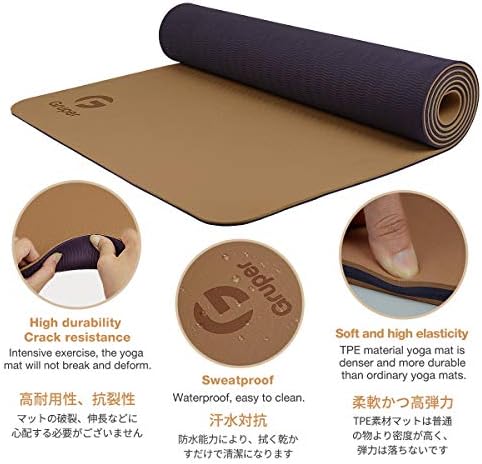 Gruper Yoga Mat Non Slip, Eco Friendly Exercise Mat with Carrying Strap