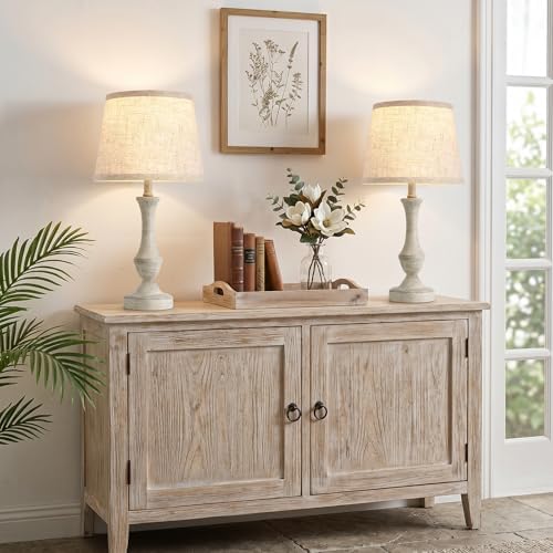 Luvkczc Table Lamp Set of 2, 19" Cottage Core Resin Bedside Lamps