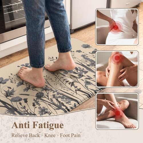 KIMODE Anti Fatigue Kitchen Mats for Floor,Farmhouse Kitchen Rugs Sets of 2
