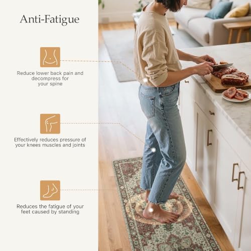 GENIMO Christmas Kitchen Mats for Floor, Anti Fatigue Mats 2PCS,Red
