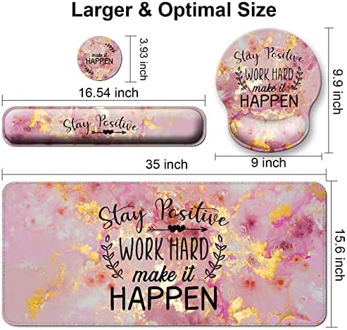 4 in 1 Mouse Pad Set with Wrist Rest for Keyboard,Desk Mat,Coaster-Marble