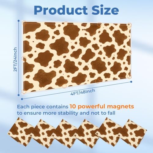 6 Pcs Fluorescent Light Covers for Ceiling Lights Fashionable cow leather brown Magnetic Light Filters Decorative for Classroom Office Hospital Home 4x2 Ft