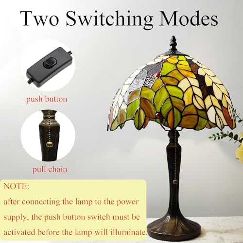 Tiffany Lamp Maple Leaf Style Stained Glass Table lamp 12X18 Inches Tiffany Style Reading Desk Light for Bedroom Living Room,LED Bulb Included