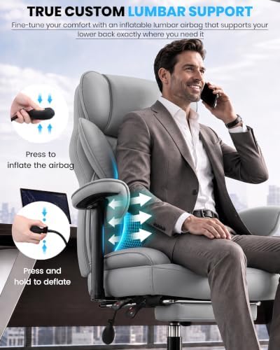 Office Chair, Big and Tall Executive Chair with Adjustable Lumbar Support