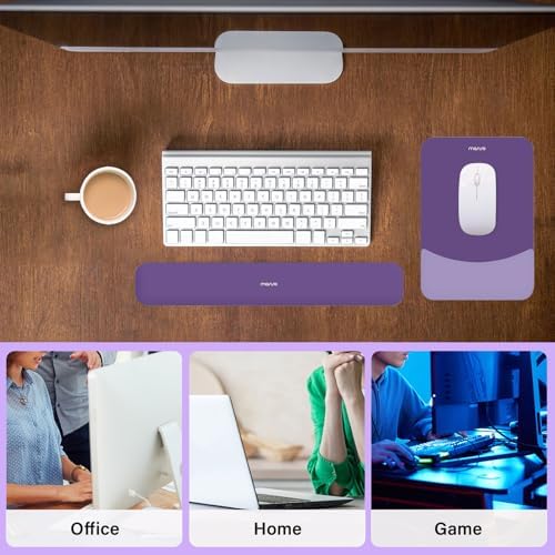 MOSISO Wrist Rest Support Mouse Pad & Keyboard Set, Imperial Purple