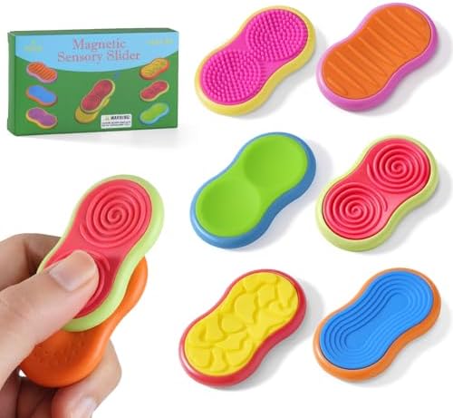 Sensory Fidget Magnet Toys for Kids & Adults, 6 Pack Silicone Magnetic Sliders Stress Relief Anxiety for ADHD Autism, Adults Office Desk/Travel/Classroom Toys ﻿for Focus, Stocking Stuffers Gifts
