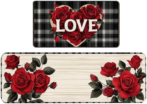 Kitchen Mats for Floor, 2PCS Cushioned Anti Fatigue Waterproof Non-Slip Kitchen Rugs,Washable Absorbent Comfort Kitchen Floor Mats for Home Farmhouse Laundry Office Sink