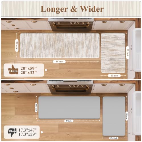 KIMODE Anti Fatigue Kitchen Mats for Floor,Farmhouse Kitchen Rugs Sets of 2