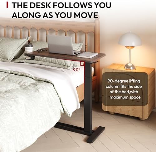 SANODESK 32'' Mobile Standing Desk with Hidden Wheels,Pneumatic Laptop Desk