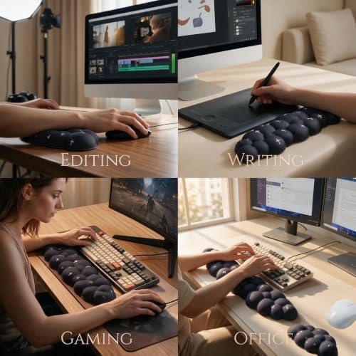 Cloud Wrist Rest Set for Keyboard & Mouse. Silky Fabric Surface