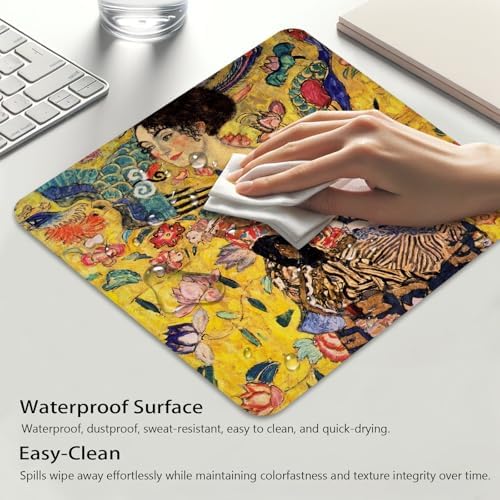 Woman (Lady) with Fan by Gustav Klimt Mouse Pad, World Painting Desk Mat
