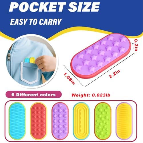 Sensory Fidget Magnet Toys,Textured Silicone Magnetic Sliders for Autism & ADHD,Quiet Stress Relief Sensory Toy for Adults Office Desk / Travel Classroom Must Haves (6 Pack).