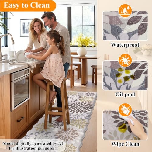 HEBE Anti Fatigue Kitchen Rugs Set of 3, Cushioned Kitchen Mats for Floor
