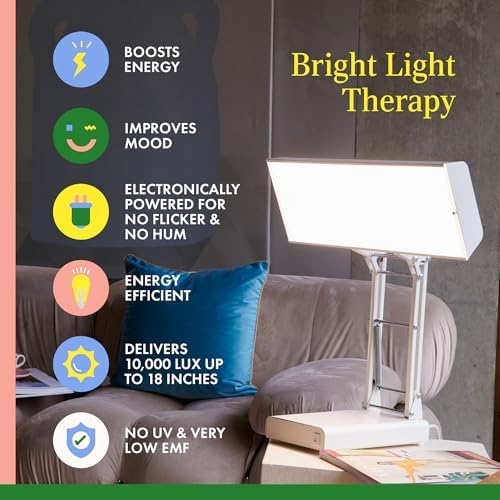 Northern Light Technologies NLT Adjustable Light Therapy Lamp - 10000 Lux Full Spectrum Light for Natural Mood and Energy Enhancement, Beige