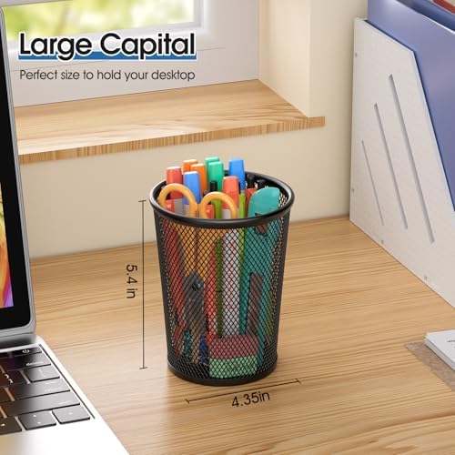 MaxGear Pen Holder for Desk 2 Pack, Mesh Metal 5.4’’, Makeup Brush Holders