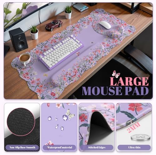 iCasso Computer Mat for Workspace, Purple 35.4"x15.7" Computer Pad