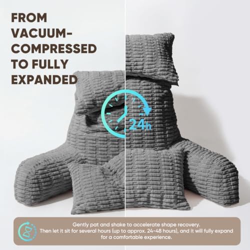 28" XXL Reading Pillow, Backrest Pillow with Detachable Neck Pillow