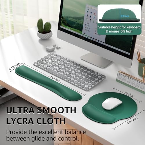 KTRIO Keyboard Wrist Rest & Mouse Pad with Wrist Rest, Forest Green