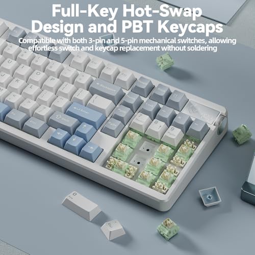 LEOBOG A98 Wireless Creamy Mechanical Gaming Keyboard with Number Pad Knob