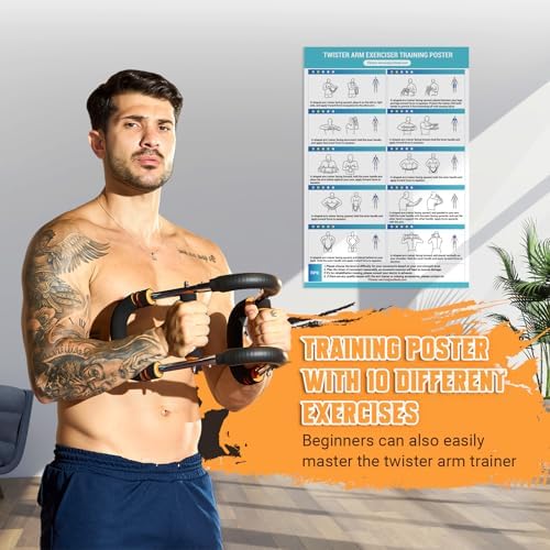 Twister Arm Trainer, Adjustable 6 Resistance Levels(30-120lb) with Poster