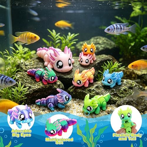 Axolotl 3D Printed Animal Toy, 8-Piece Family Set