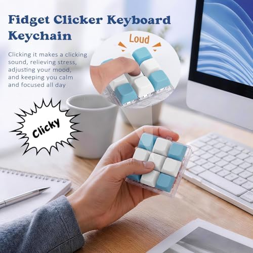 Keyboard Fidget Toy, Creamy Fidget Clicker Keyboard Fidget Keychain, Button Fidget Gifts for Adults, Boost Focus & Ease Anxiety Anywhere — Perfect Stress-Relief Gift (3×3 Grid Layout H)