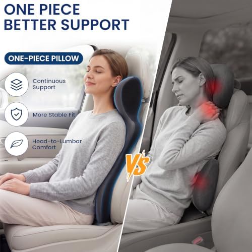 BALAPET One-Piece Car Headrest & Lumbar Support Pillow, Gray