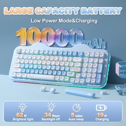YUNZII C98 Cute Cake Wireless Mechanical Keyboard(Blue, Milk Switch)
