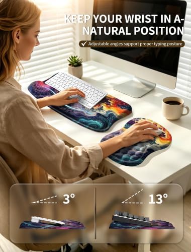 Ergonomic Keyboard Stand, Wrist Rest & Mouse Pad, Memory Foam Wrist Support