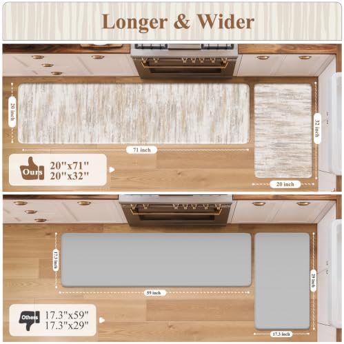 KIMODE Kitchen Anti Fatigue Mats, Farmhouse Abstract Kitchen Rugs Sets of 2