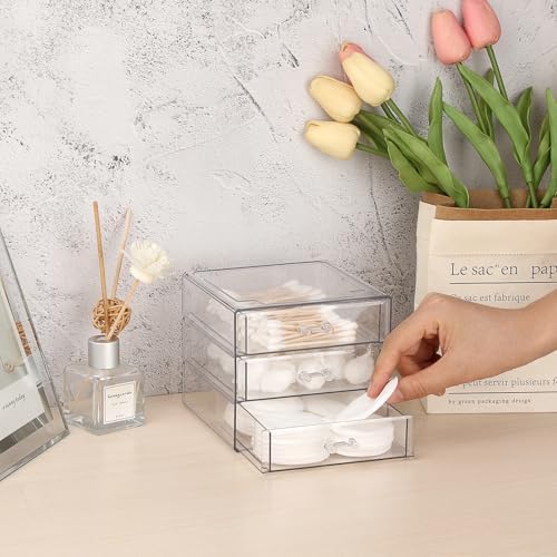 BTSKY Clear Storage Organizer with Drawers, 3-Layer Desktop Organizer