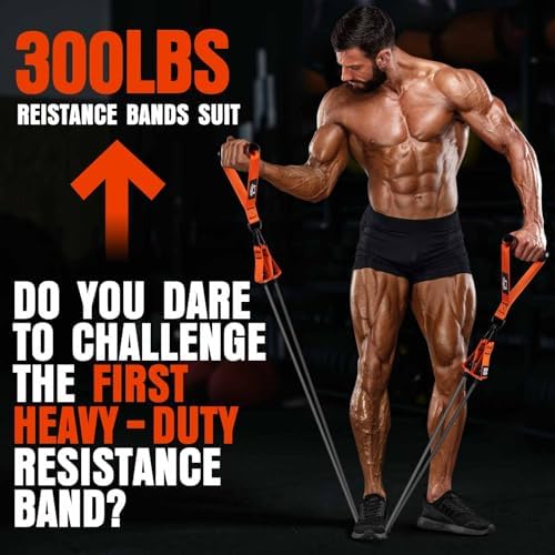 Heavy Resistance Bands for Working Out, 300LBS Exercise Bands with Handles