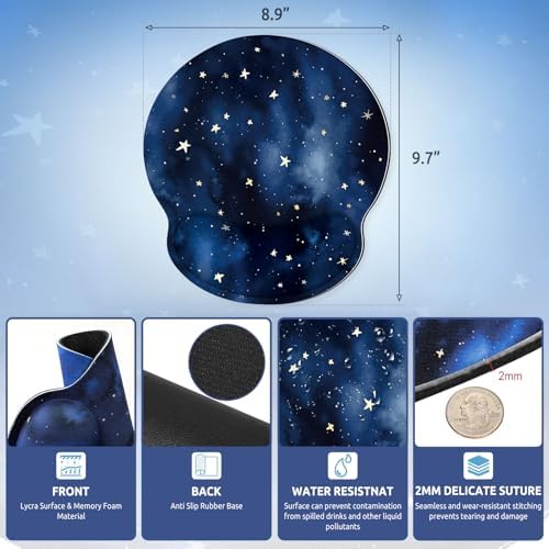 KONVINIT Ergonomic Mouse Pad with Wrist Rest, Small Mousepad with Non-Slip Rubber Base and Smooth Surface, Blue Mouse Pads for Desk, Office Desk Accessories