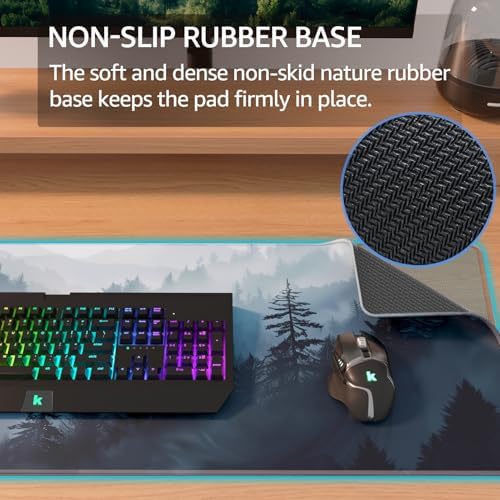 KTRIO Large Gaming Mouse Pad, Desk Mat, 31.5 x 11.8 in, Cloud Forest, XL