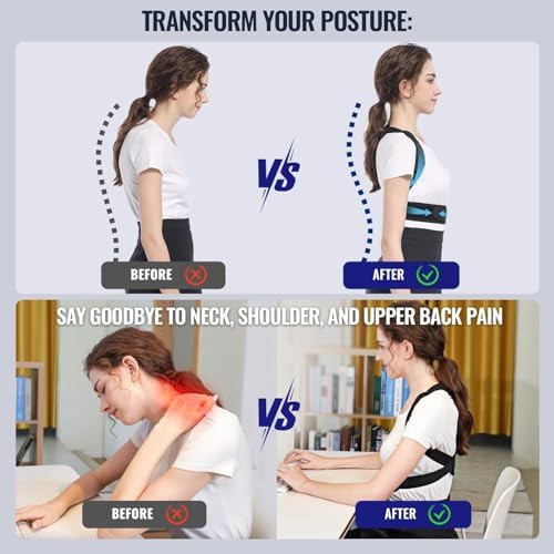 Fit Geno Posture Corrector, Back Support Brace with Lumbar for Men Women